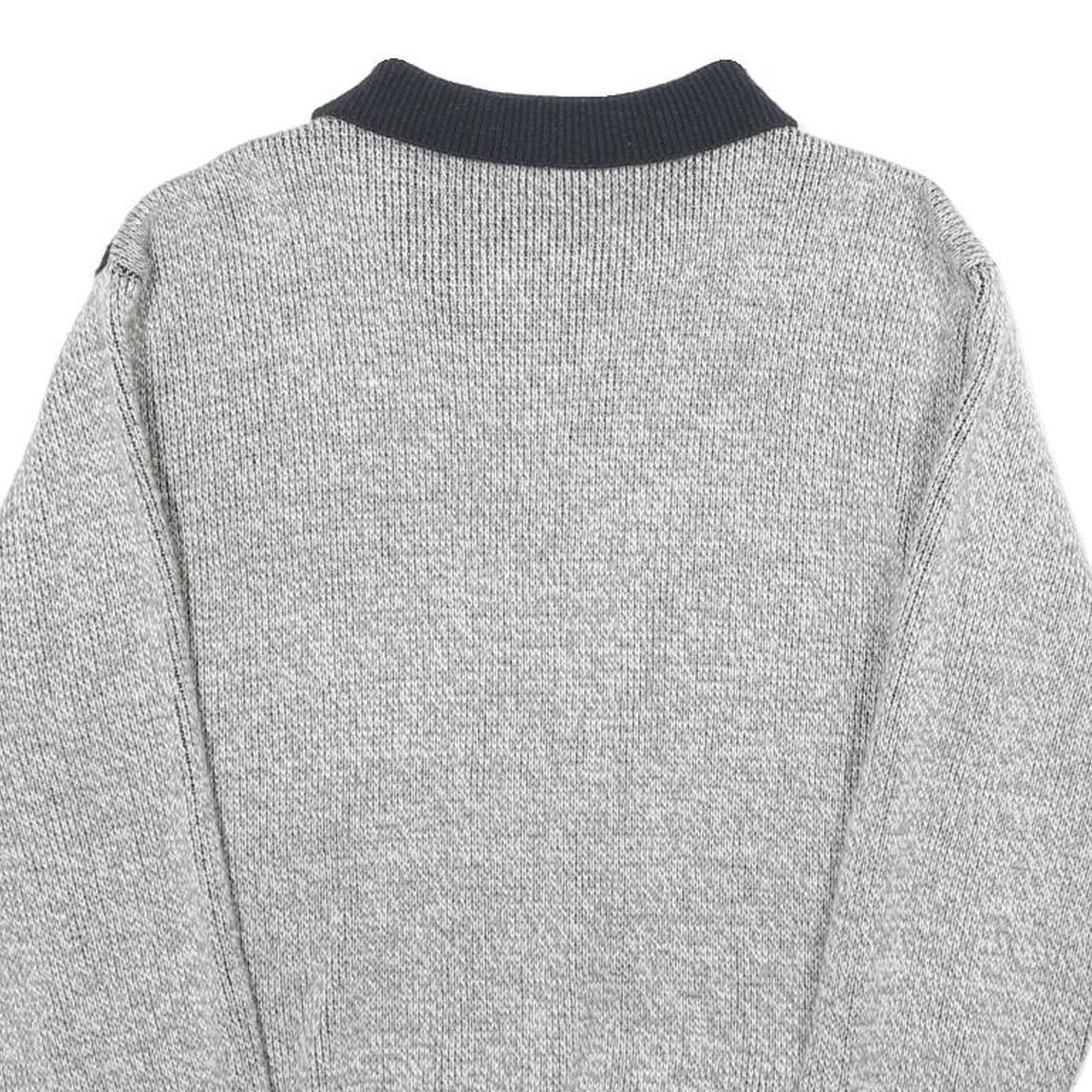 ROGER KENT Mens Grey Patterned Zip Jumper M Acrylic Warm Casual