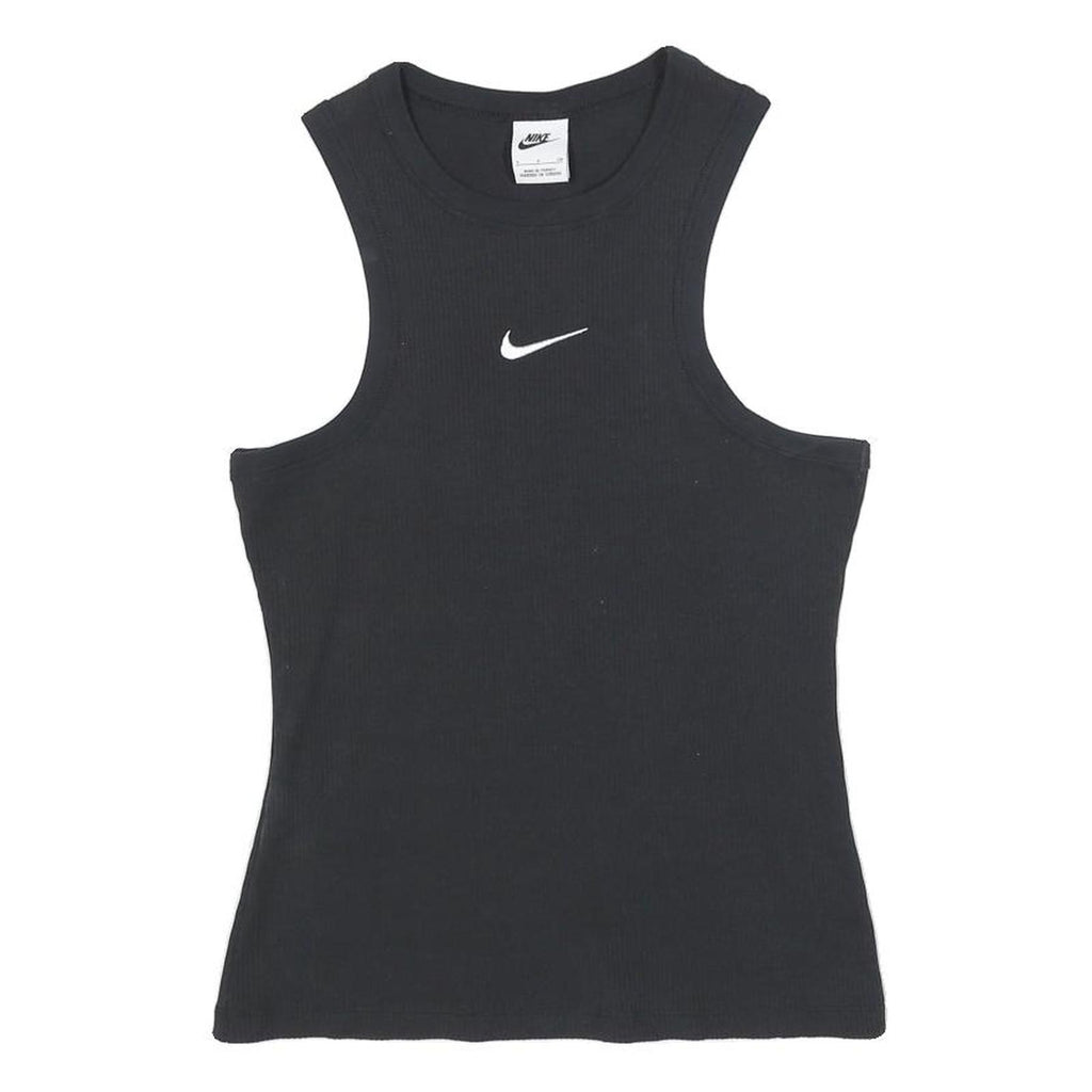 NIKE Womens Black Crop T-Shirt Sleeveless Crew Neck S Cotton Blend