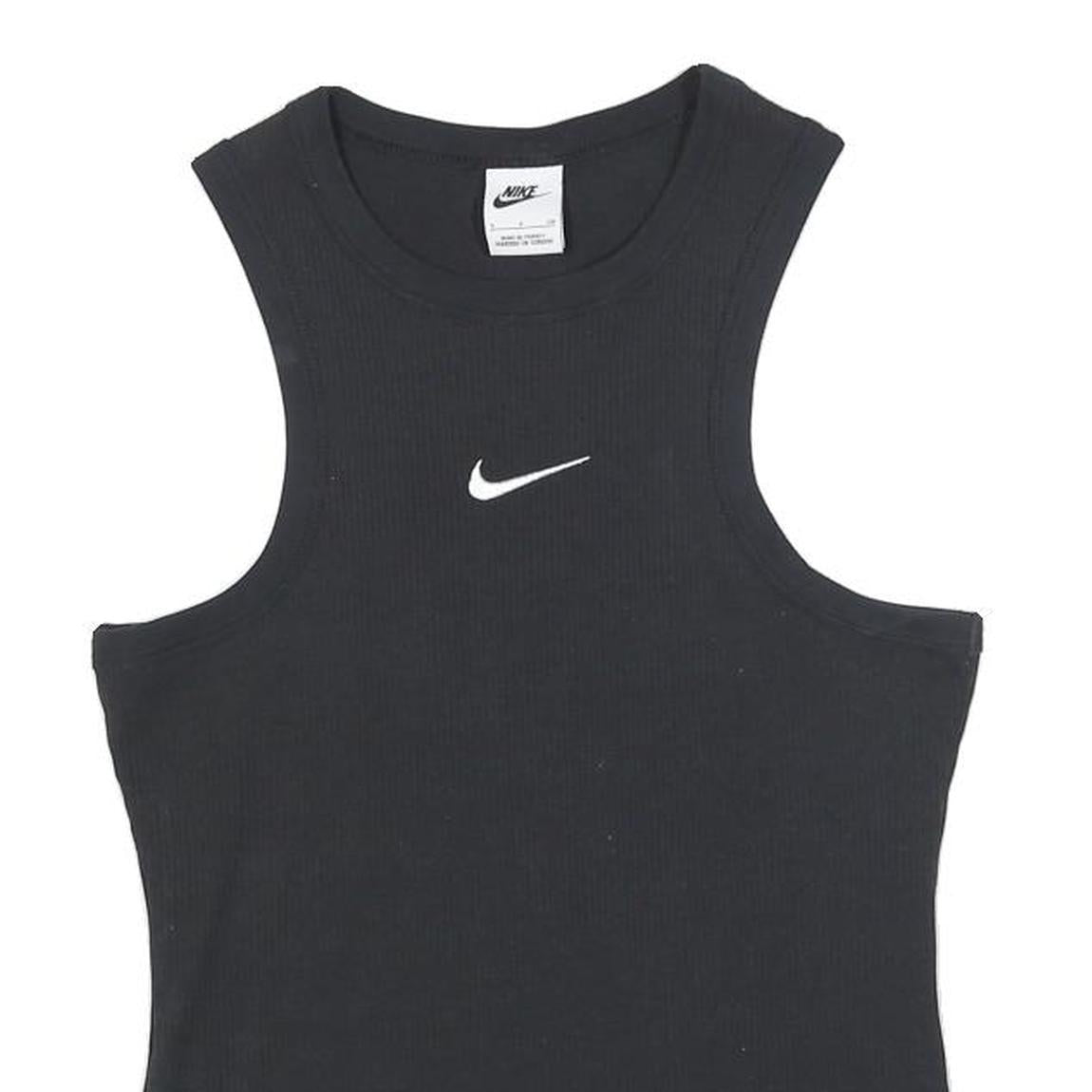 NIKE Womens Black Crop T-Shirt Sleeveless Crew Neck S Cotton Blend