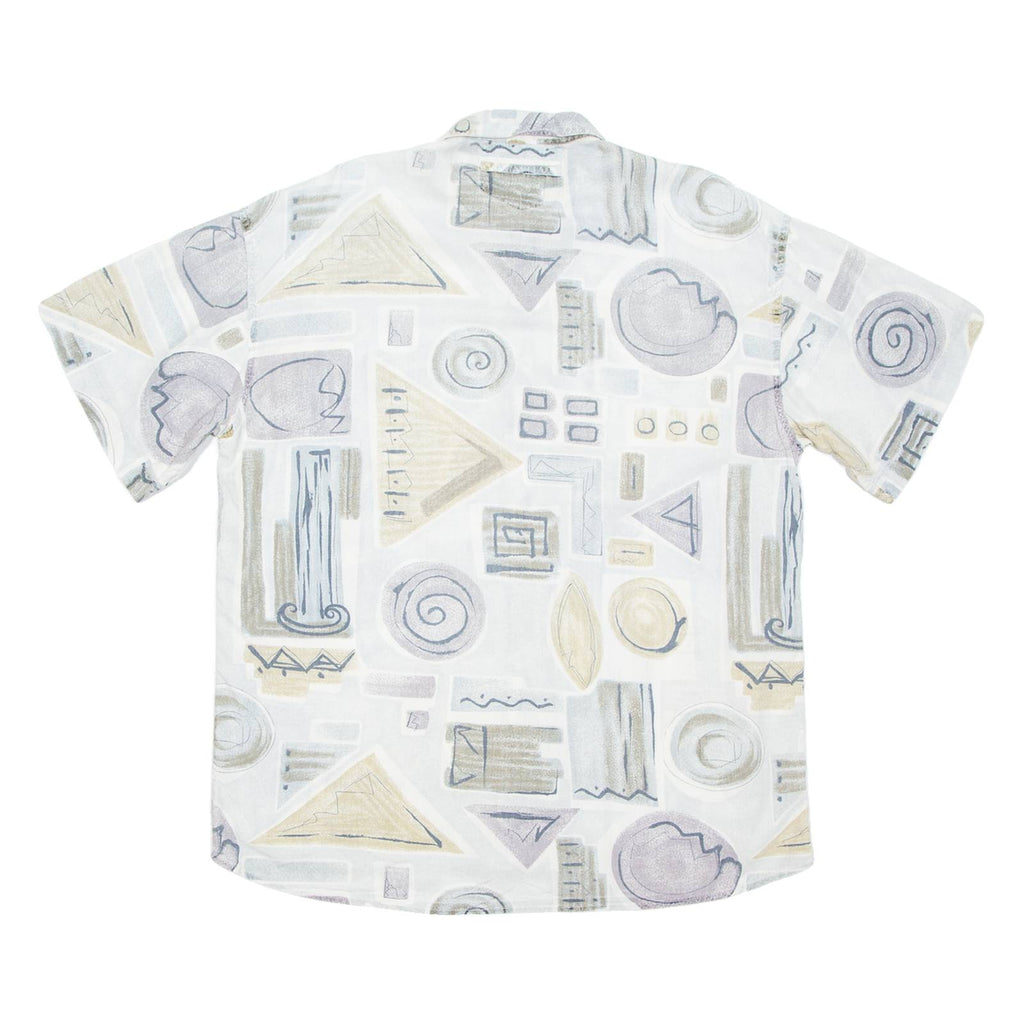 EXPRESS WEAR Mens Shirt Beige Crazy Pattern L