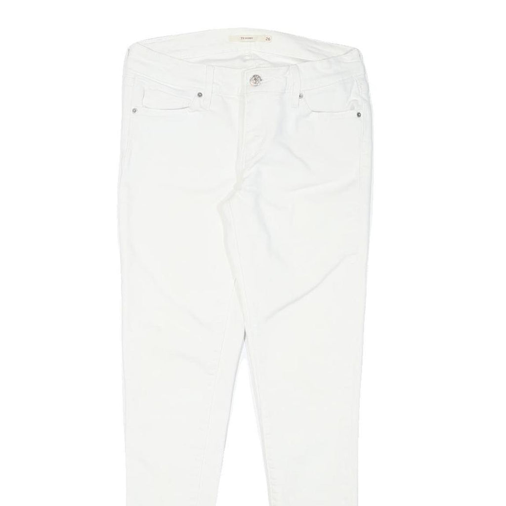 LEVI'S Womens White Slim Skinny Denim Jeans Cotton Blend Zip W26 L28