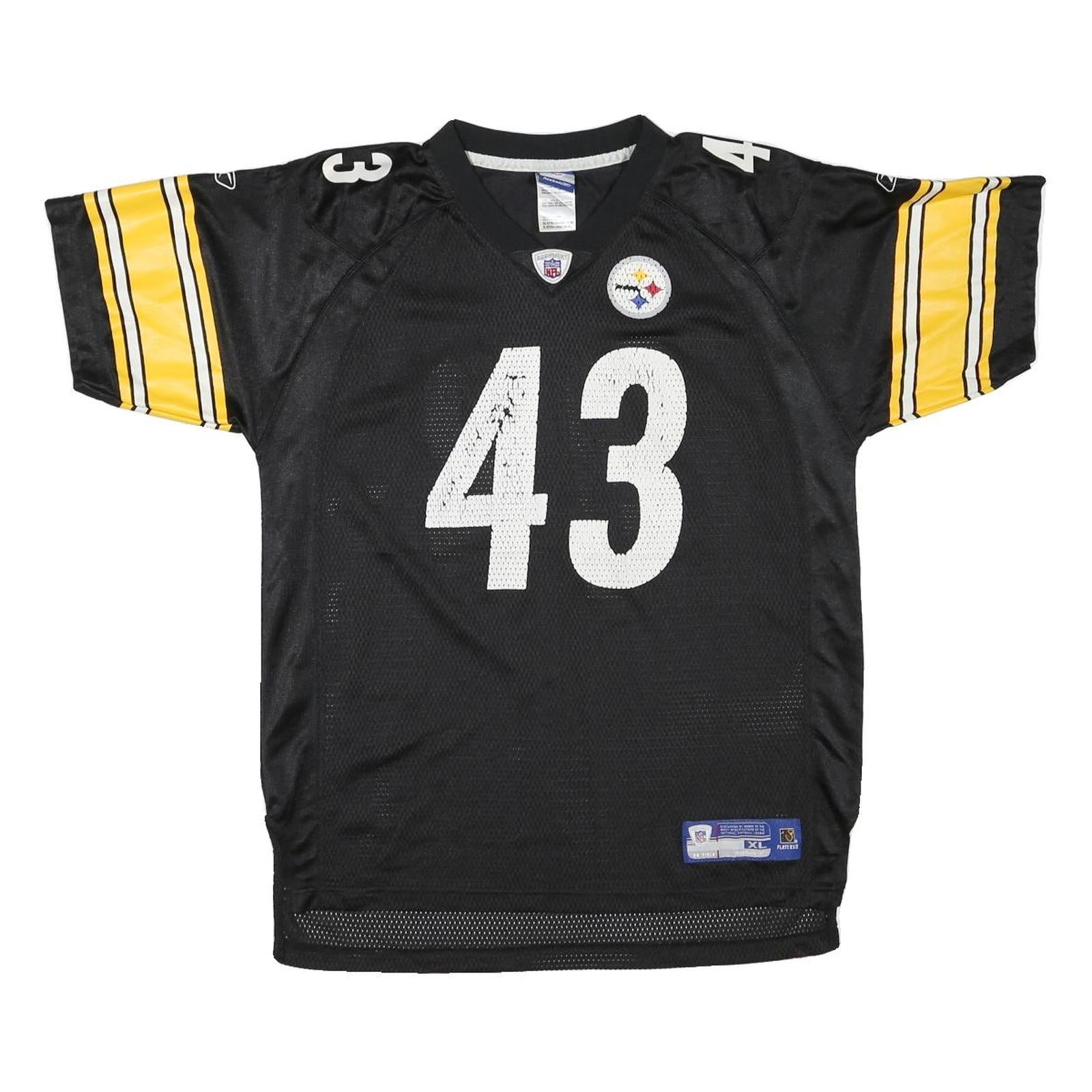 REEBOK Mens Black & Yellow Pittsburgh Steelers NFL Football Shirt XL Short