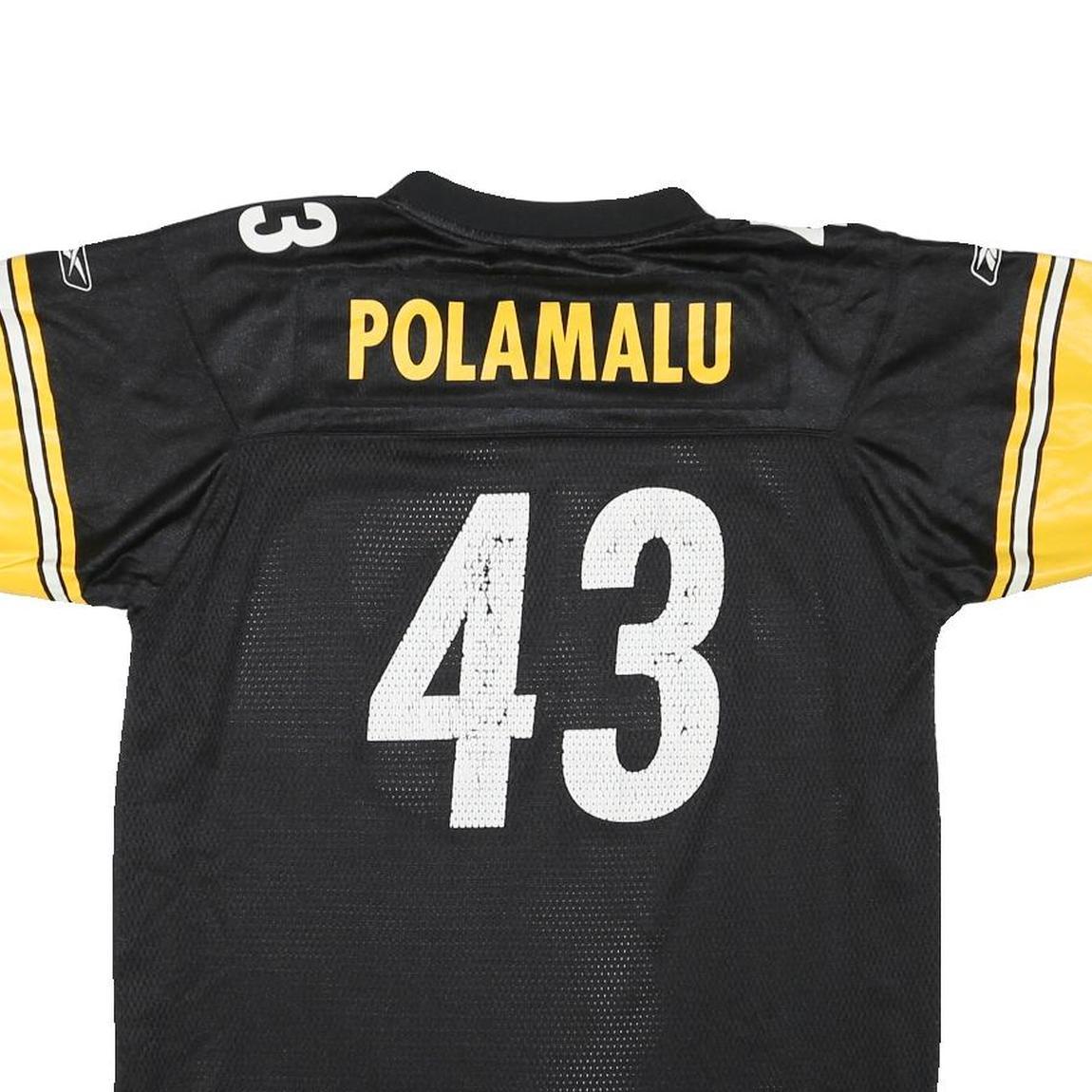 REEBOK Mens Black & Yellow Pittsburgh Steelers NFL Football Shirt XL Short