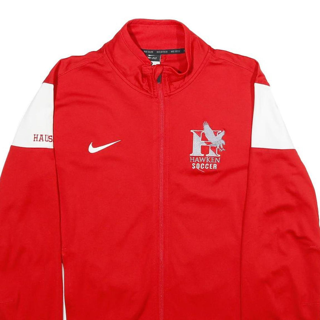 NIKE Mens Red & White Hawken Soccer Jacket M Polyester Zip Sportswear