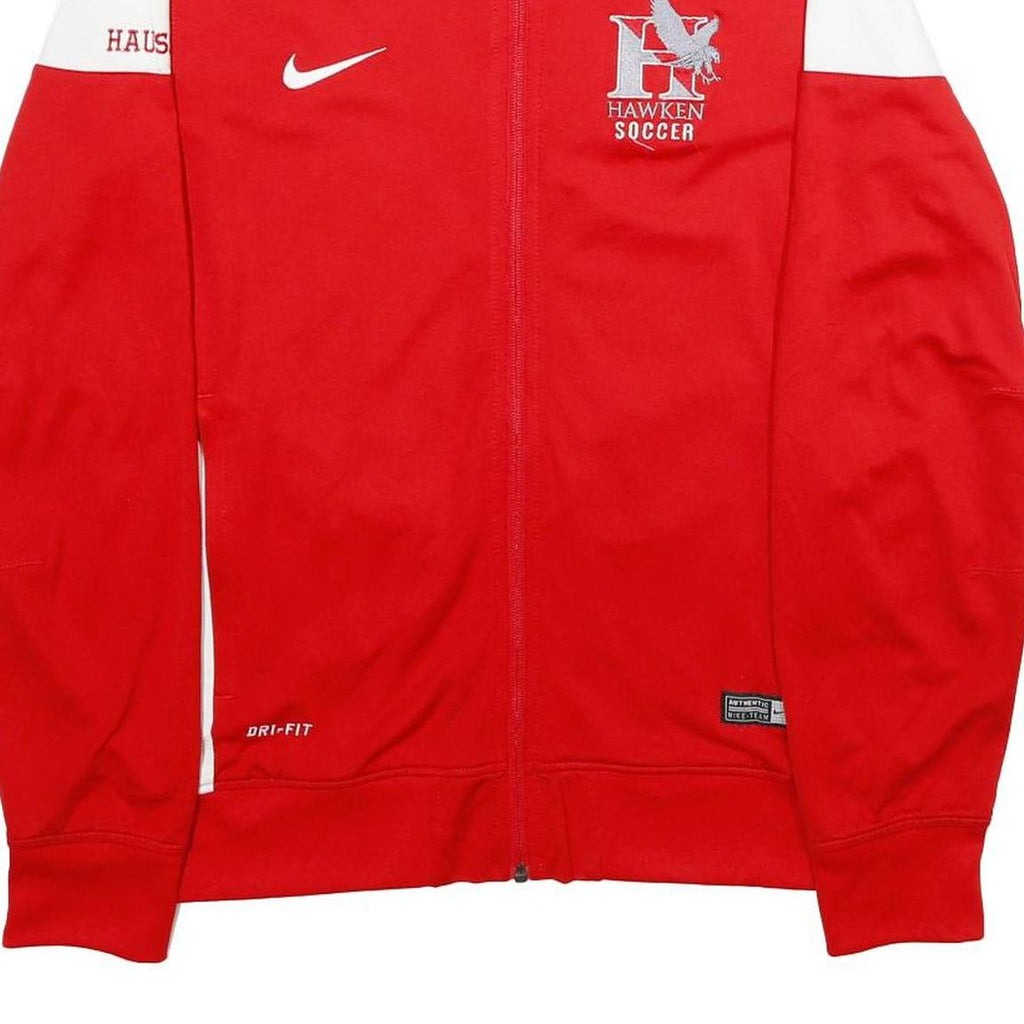 NIKE Mens Red & White Hawken Soccer Jacket M Polyester Zip Sportswear