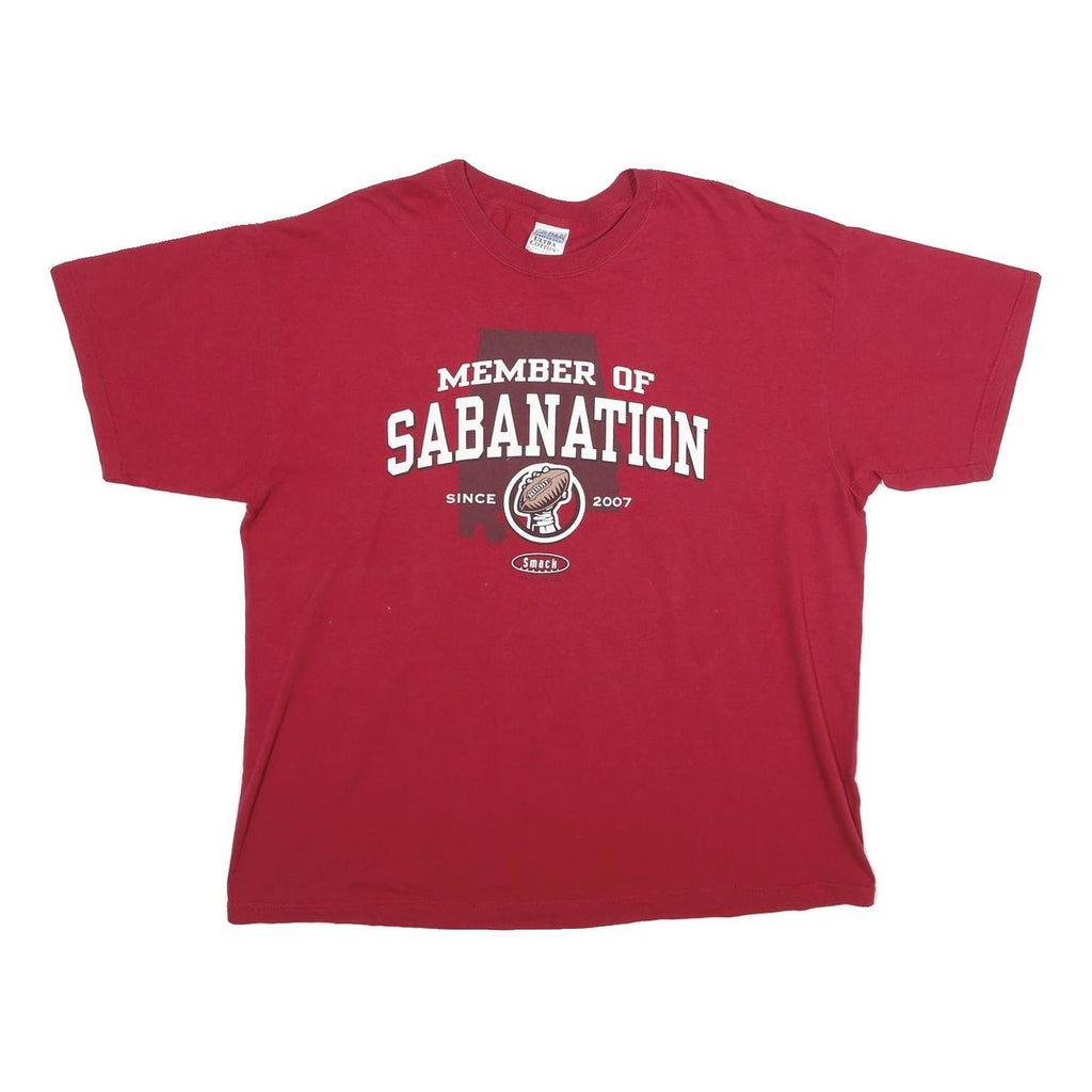 GILDAN Mens Red Member of Sabanation Graphic T-Shirt 2XL Short Sleeve Crew Neck