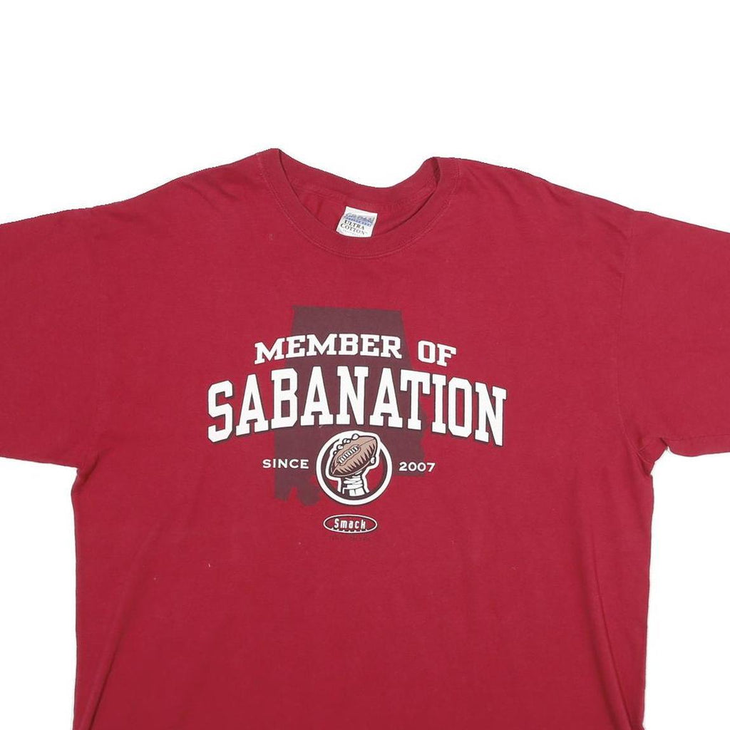 GILDAN Mens Red Member of Sabanation Graphic T-Shirt 2XL Short Sleeve Crew Neck