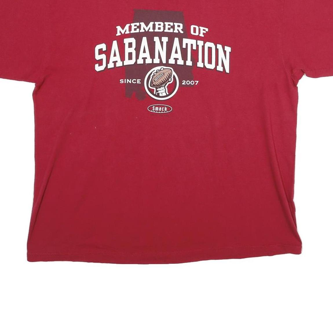 GILDAN Mens Red Member of Sabanation Graphic T-Shirt 2XL Short Sleeve Crew Neck