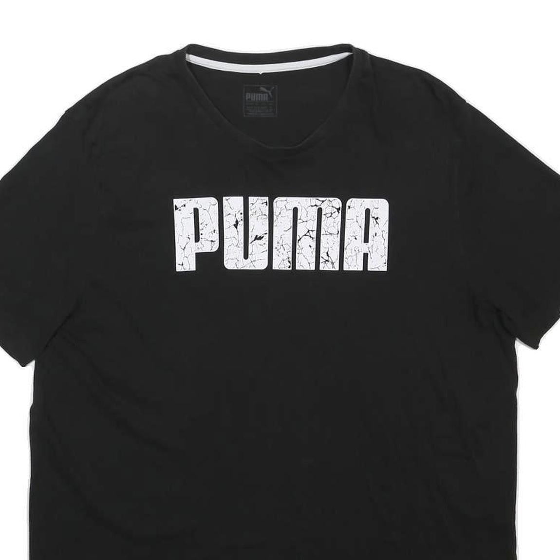 PUMA Mens Black Graphic T-Shirt XL Short Sleeve Crew Neck Cotton Blend Casual