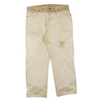DICKIES Mens Regular Beige Cotton Blend Regular Fit Trousers W36 L29 Workwear
