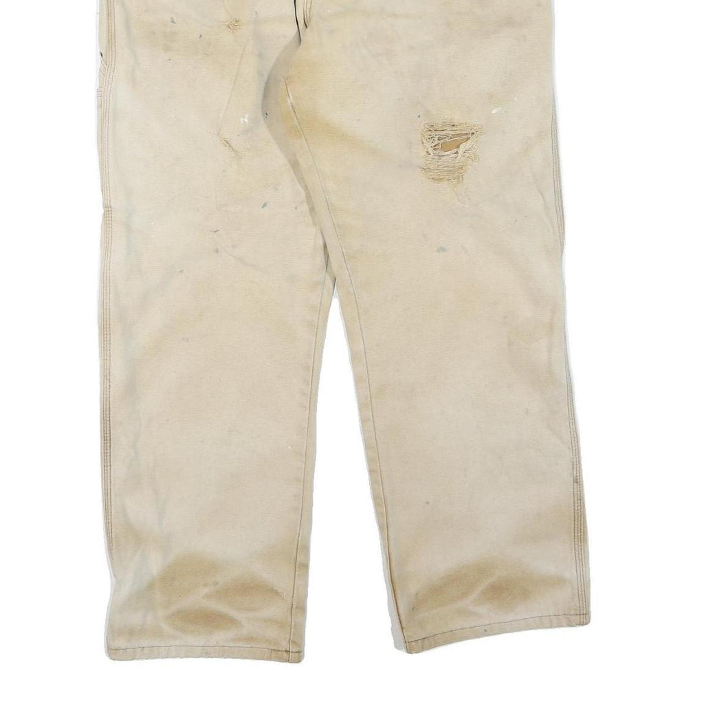 DICKIES Mens Regular Beige Cotton Blend Regular Fit Trousers W36 L29 Workwear