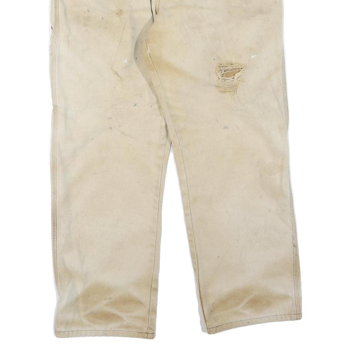 DICKIES Mens Regular Beige Cotton Blend Regular Fit Trousers W36 L29 Workwear