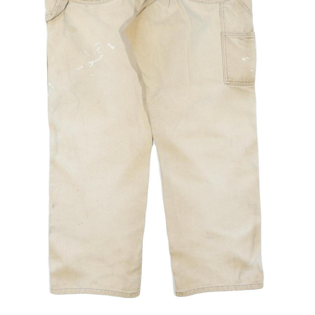 DICKIES Mens Regular Beige Cotton Blend Regular Fit Trousers W36 L29 Workwear