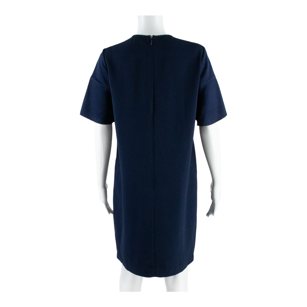 WHISTLES Frill Womens Shift Dress Blue Short Sleeve Knee Length UK 10