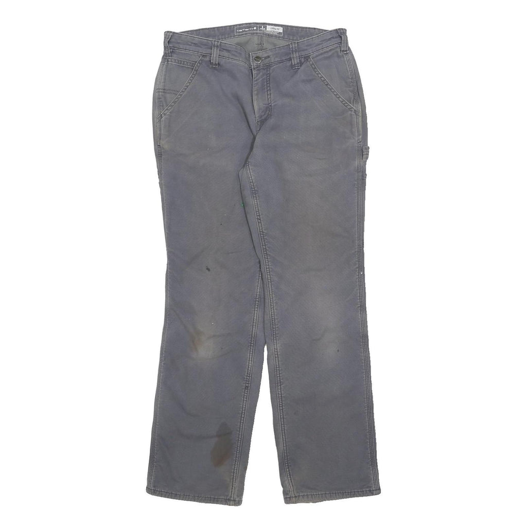 CARHARTT Fleece Lined Womens Cotton Blend Grey Straight Trousers W30 L30 Durable