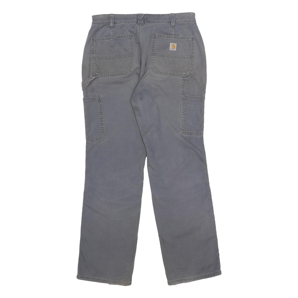CARHARTT Fleece Lined Womens Cotton Blend Grey Straight Trousers W30 L30 Durable