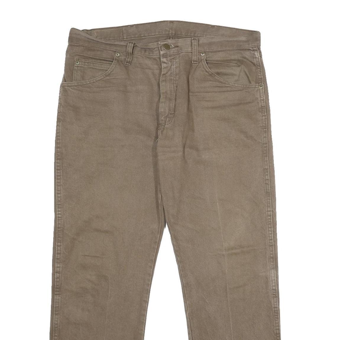 WRANGLER Mens Regular Fit Beige Cotton Denim Jeans W36 L30 Classic Style Zip