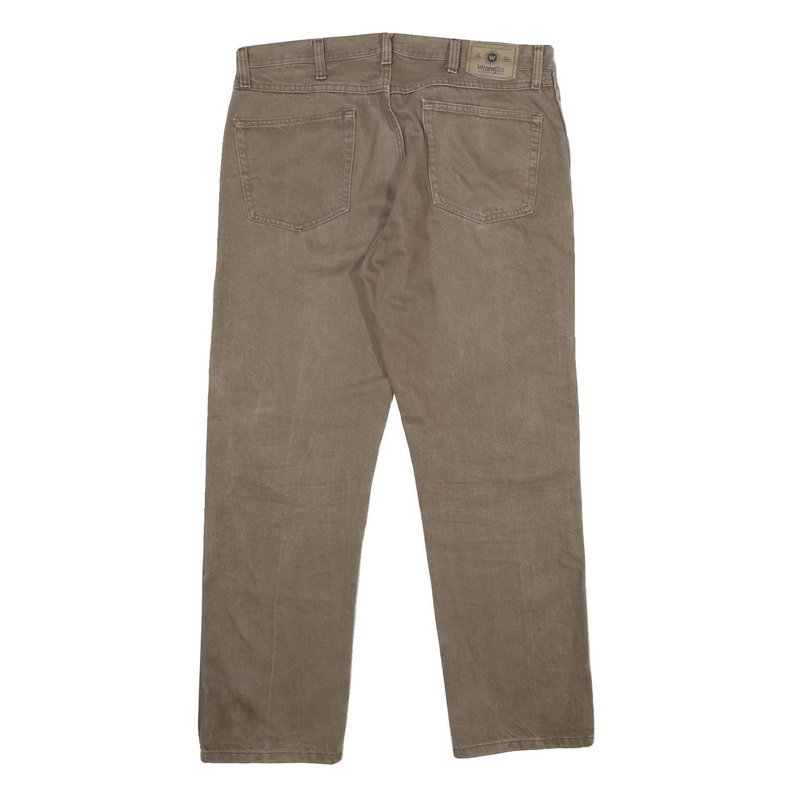 WRANGLER Mens Regular Fit Beige Cotton Denim Jeans W36 L30 Classic Style Zip