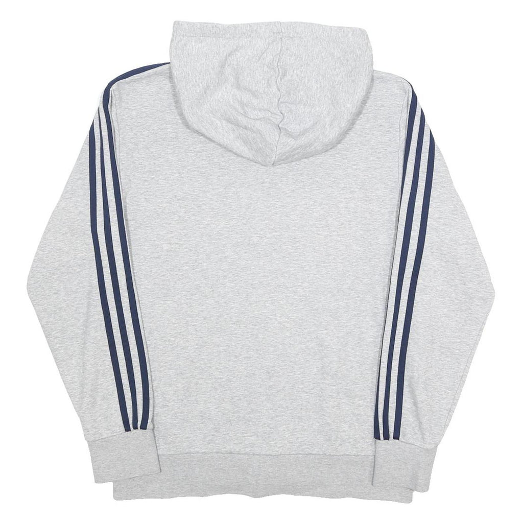 ADIDAS Mens Grey & Navy Full Zip Hoodie L Sports Casual Tracksuit Top