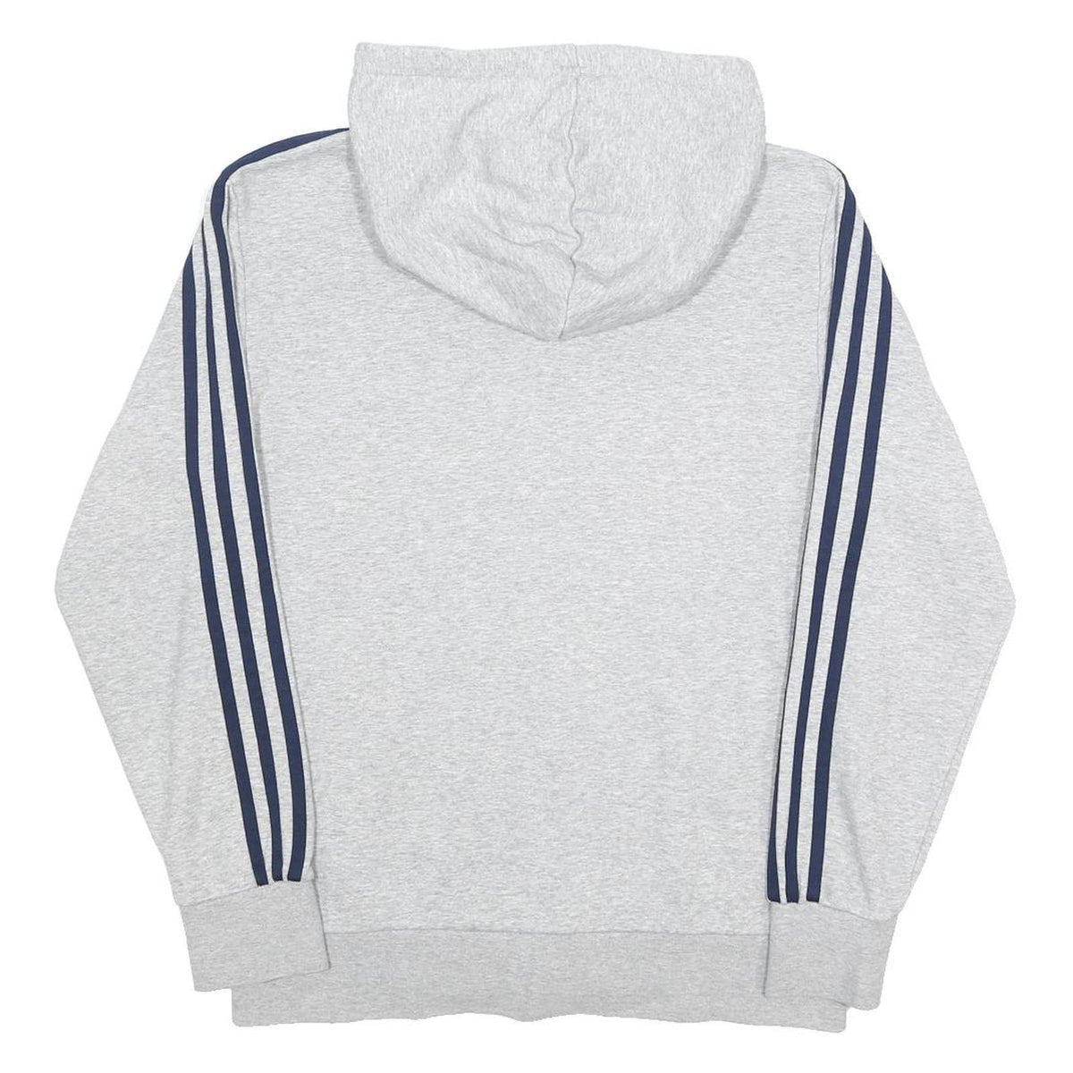 ADIDAS Mens Grey & Navy Full Zip Hoodie L Sports Casual Tracksuit Top