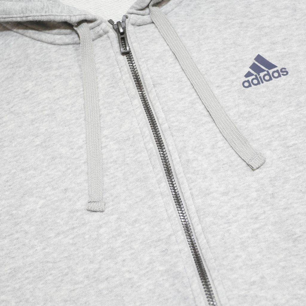 ADIDAS Mens Grey & Navy Full Zip Hoodie L Sports Casual Tracksuit Top
