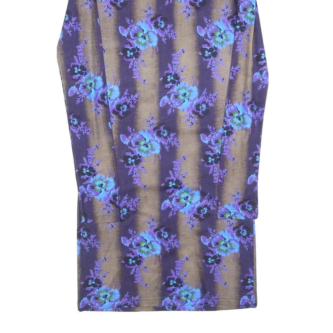 CHRISTOPHER KANE Womens Purple Floral Cotton Blend Bodycon Dress Long Sleeve S
