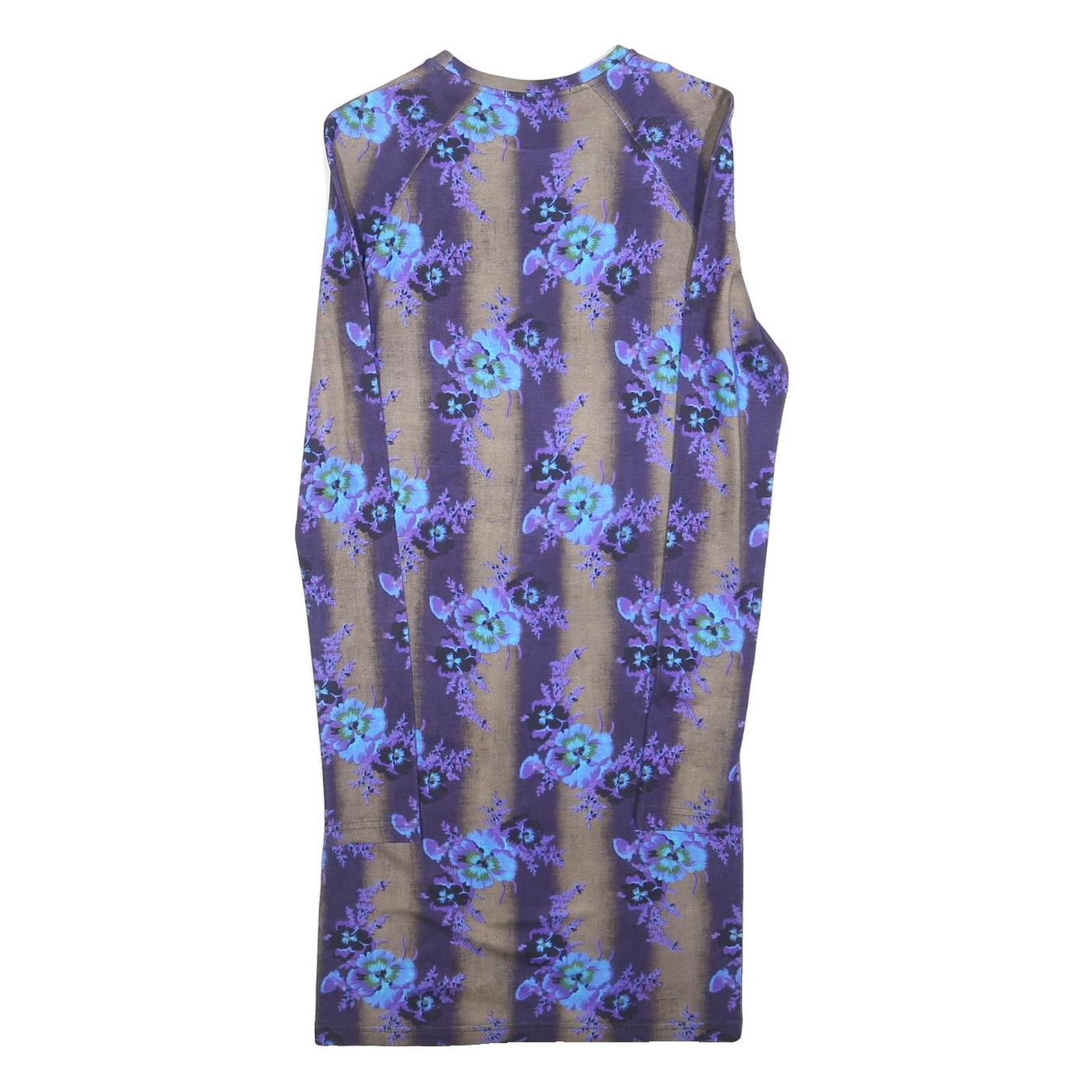 CHRISTOPHER KANE Womens Purple Floral Cotton Blend Bodycon Dress Long Sleeve S