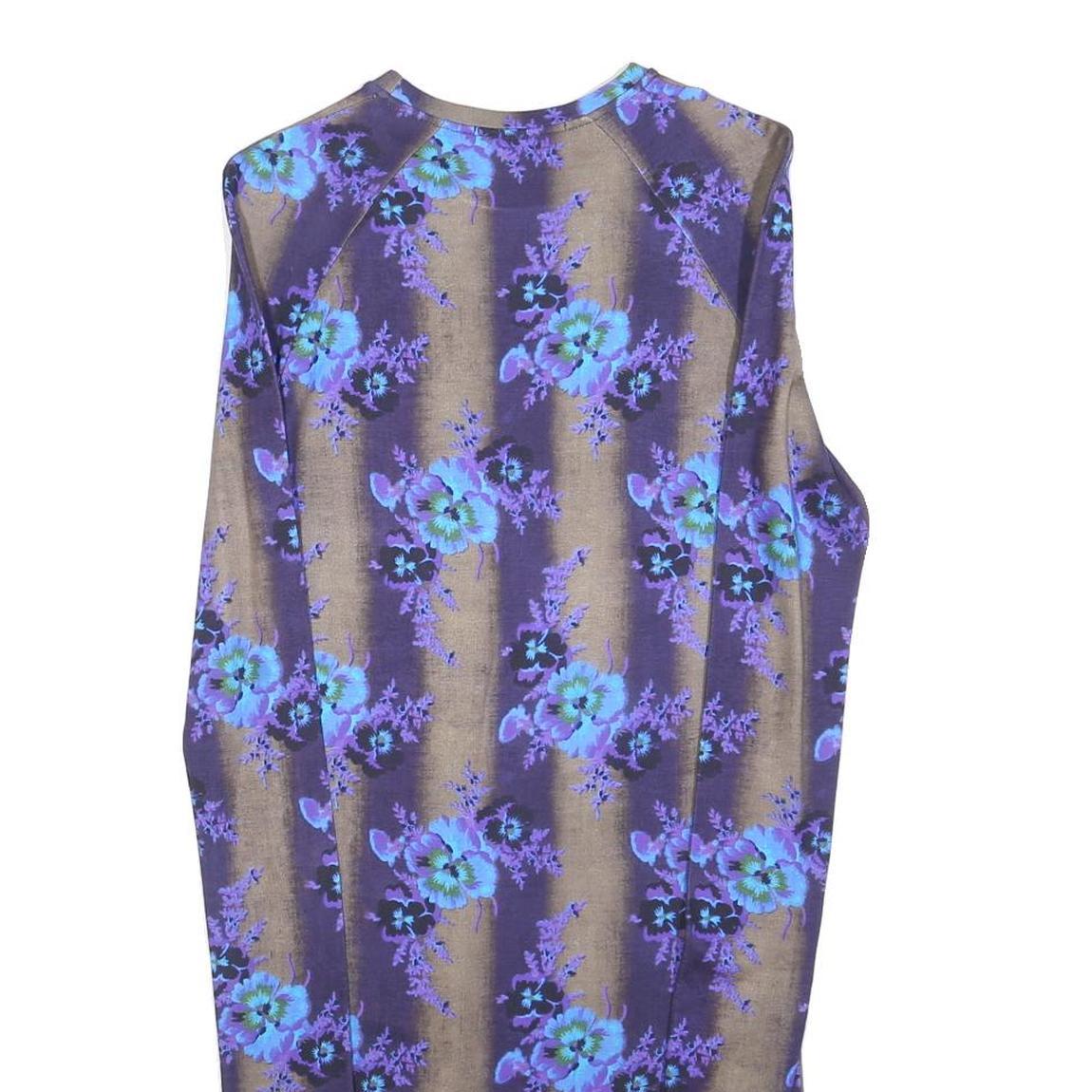 CHRISTOPHER KANE Womens Purple Floral Cotton Blend Bodycon Dress Long Sleeve S