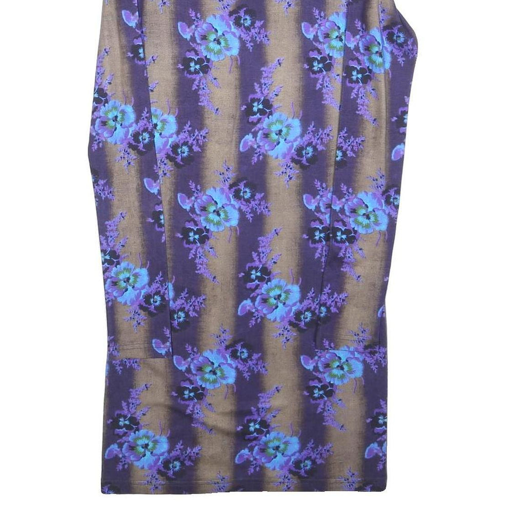 CHRISTOPHER KANE Womens Purple Floral Cotton Blend Bodycon Dress Long Sleeve S