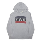 LEVI'S Womens Grey Cotton Blend Pullover Hoodie S Logo Sweatshirt