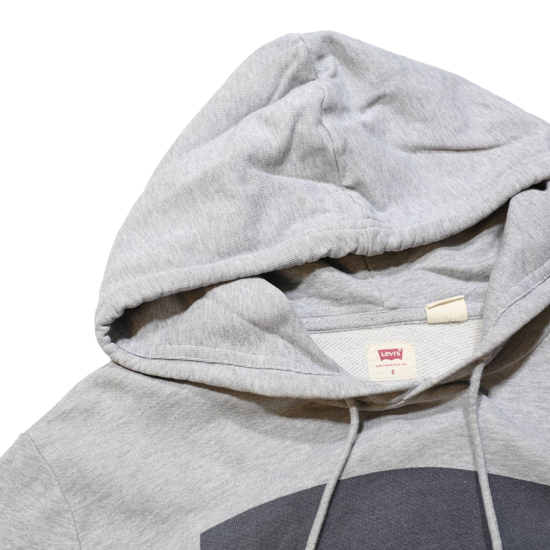 LEVI'S Womens Grey Cotton Blend Pullover Hoodie S Logo Sweatshirt
