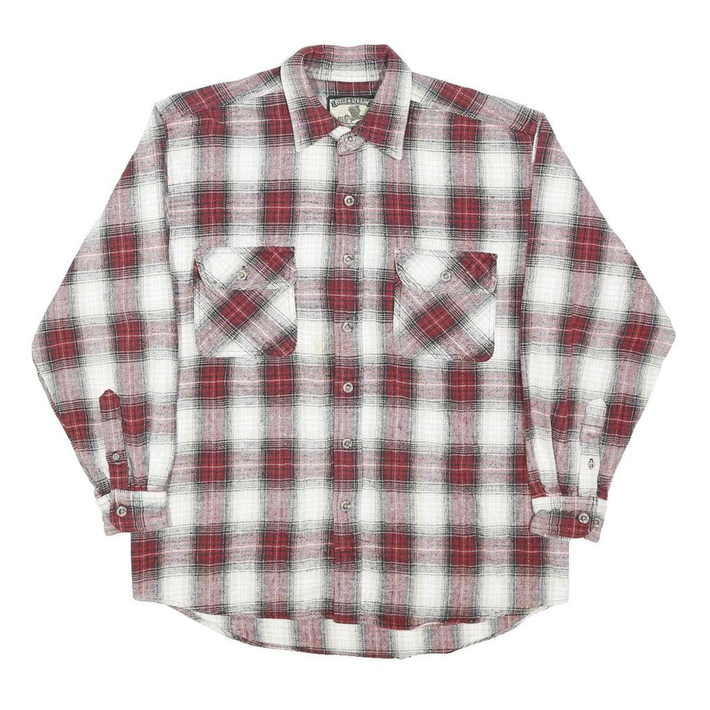 FIELD & STREAM Mens Red & White Check Cotton Shirt M Long Sleeve Button Pockets