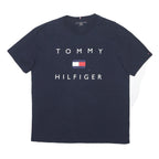 TOMMY HILFIGER Mens Navy Blue Logo Graphic T-Shirt XL Short Sleeve Crew Neck