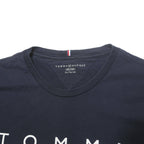 TOMMY HILFIGER Mens Navy Blue Logo Graphic T-Shirt XL Short Sleeve Crew Neck
