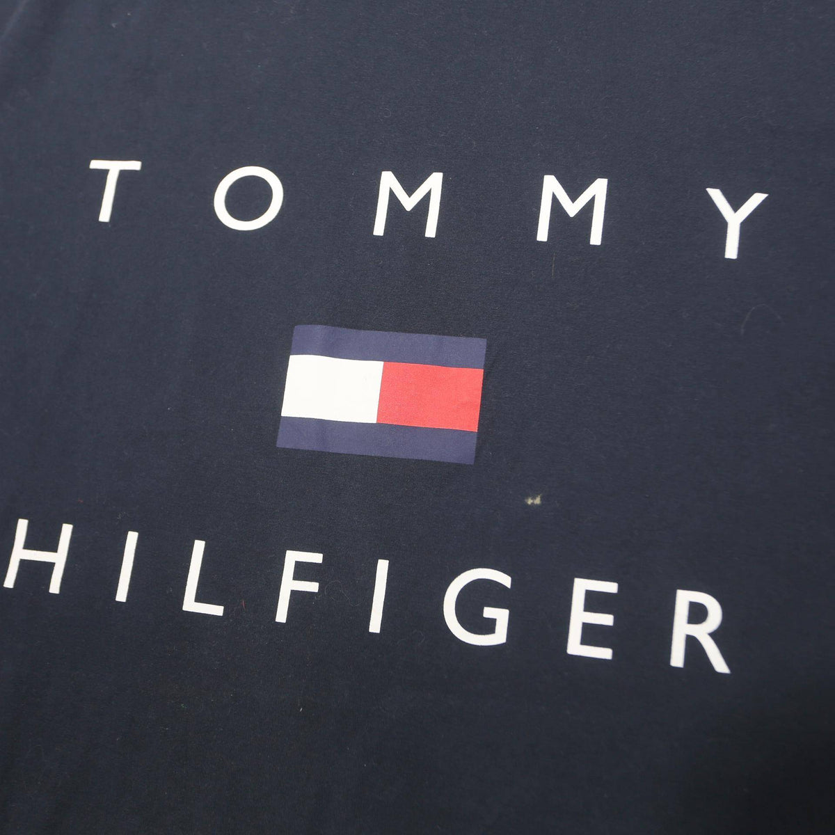 TOMMY HILFIGER Mens Navy Blue Logo Graphic T-Shirt XL Short Sleeve Crew Neck