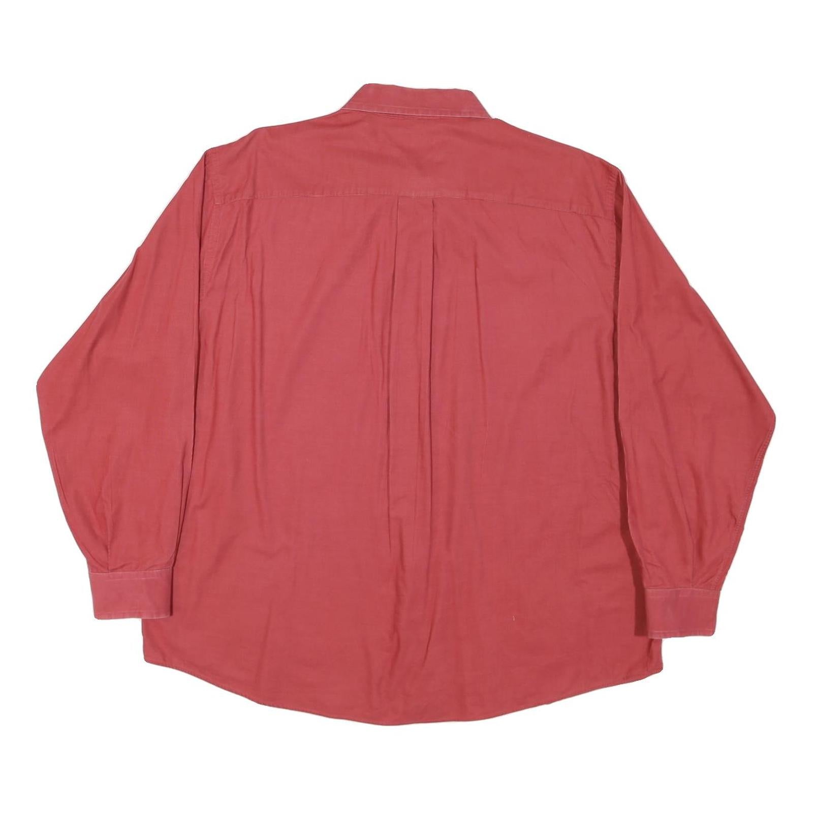 NAUTICA Mens Red Cotton Blend Shirt L Button-Down Collar Long Sleeve Casual