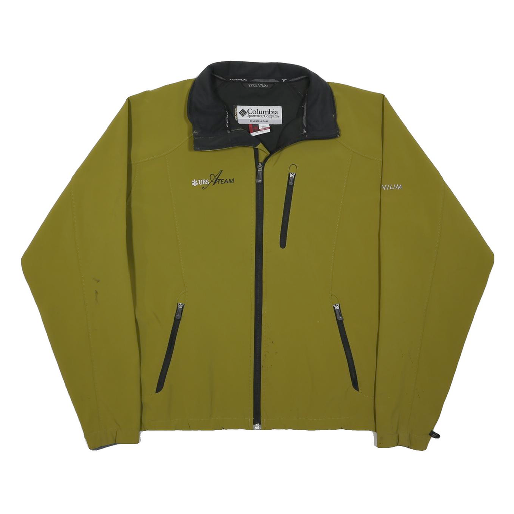 COLUMBIA Mens Green & Black UBS Team Titanium Softshell Jacket XL Nylon Zip