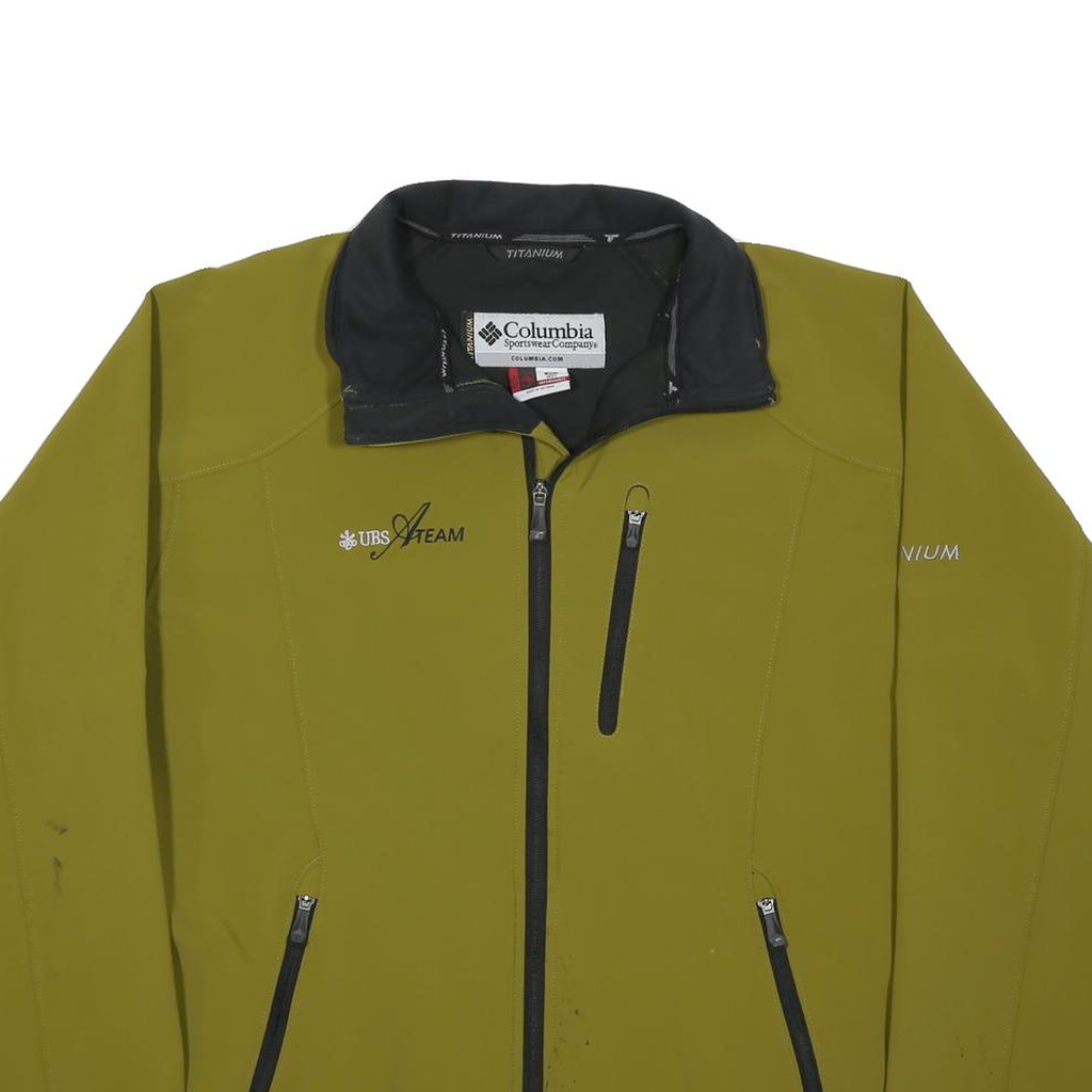 COLUMBIA Mens Green & Black UBS Team Titanium Softshell Jacket XL Nylon Zip