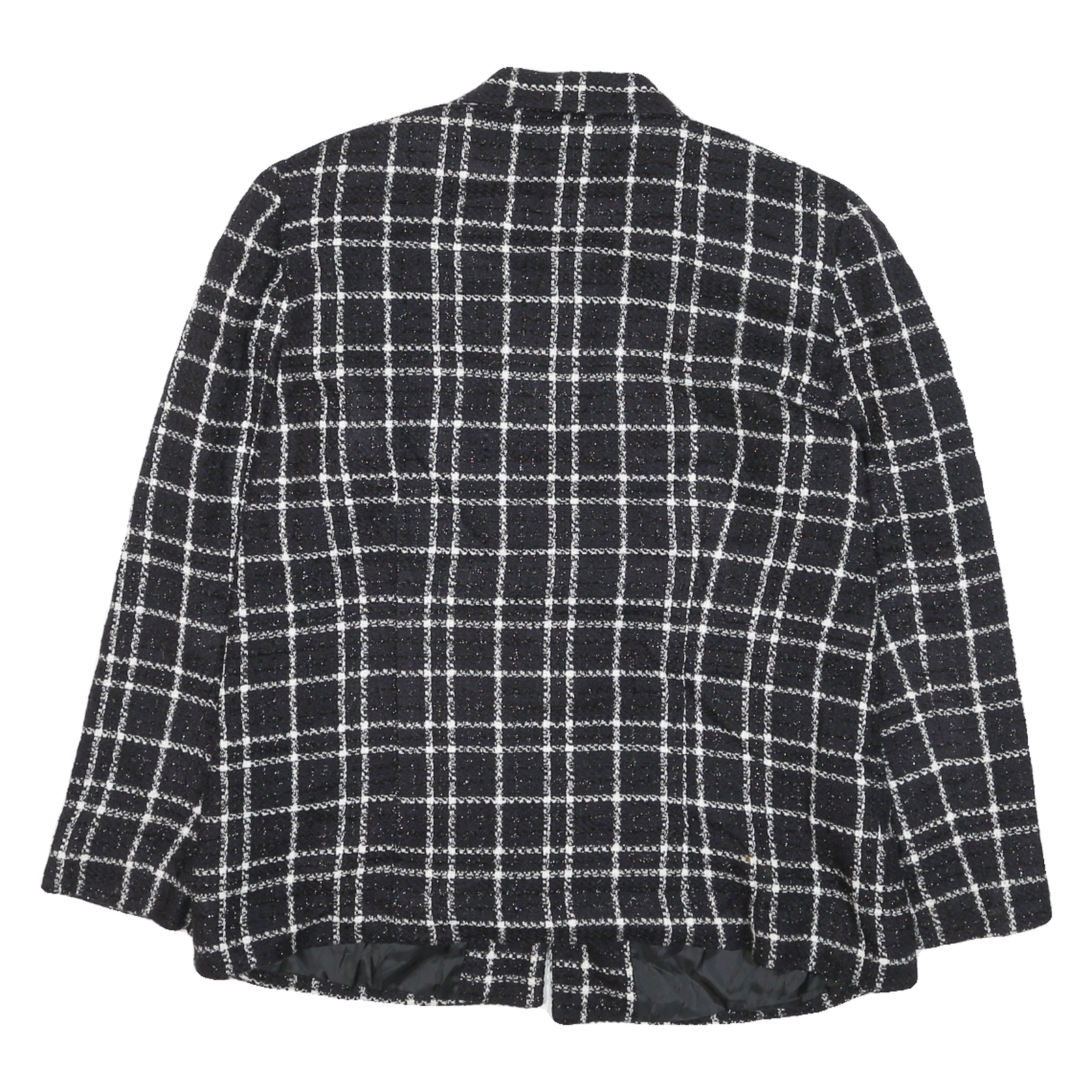 SAG HARBOR Womens Black & White Jacket M Polyester Blend Check Button Closure