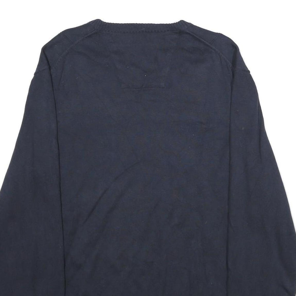NAUTICA Mens Navy Blue Plain Cotton V-Neck Basic Knit Jumper XL Casual Wear
