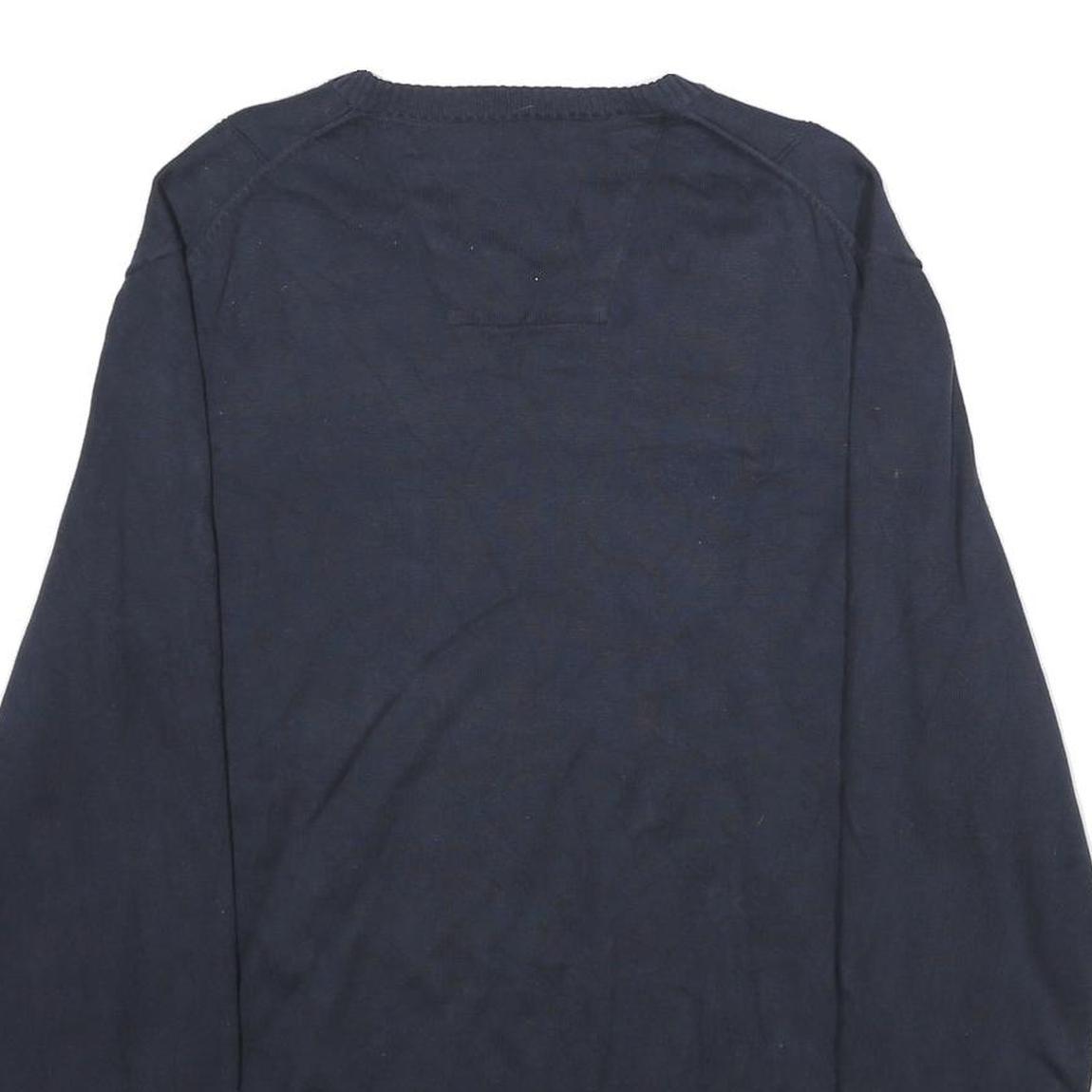 NAUTICA Mens Navy Blue Plain Cotton V-Neck Basic Knit Jumper XL Casual Wear