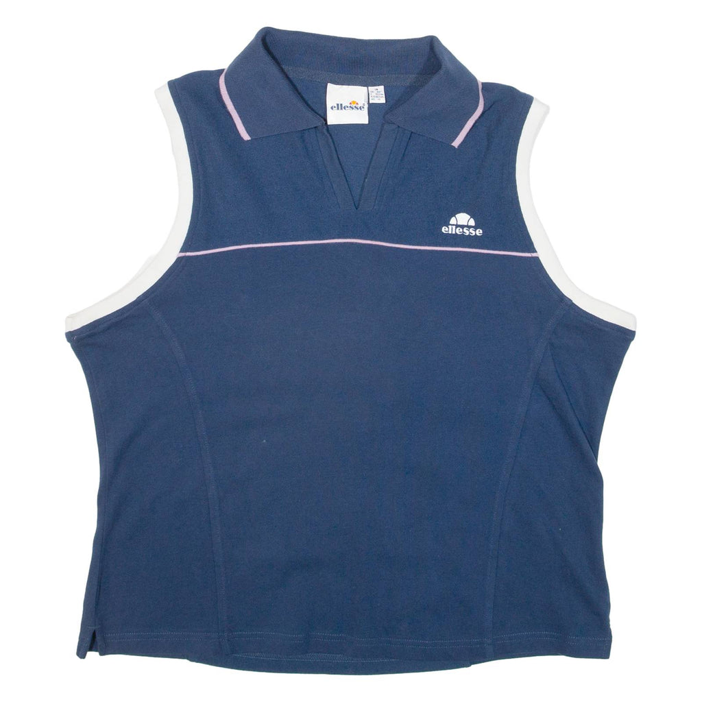 ELLESSE Womens Polo Shirt Blue Sleeveless M