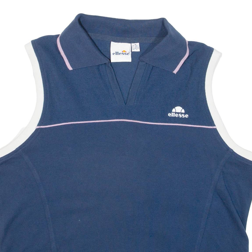ELLESSE Womens Polo Shirt Blue Sleeveless M