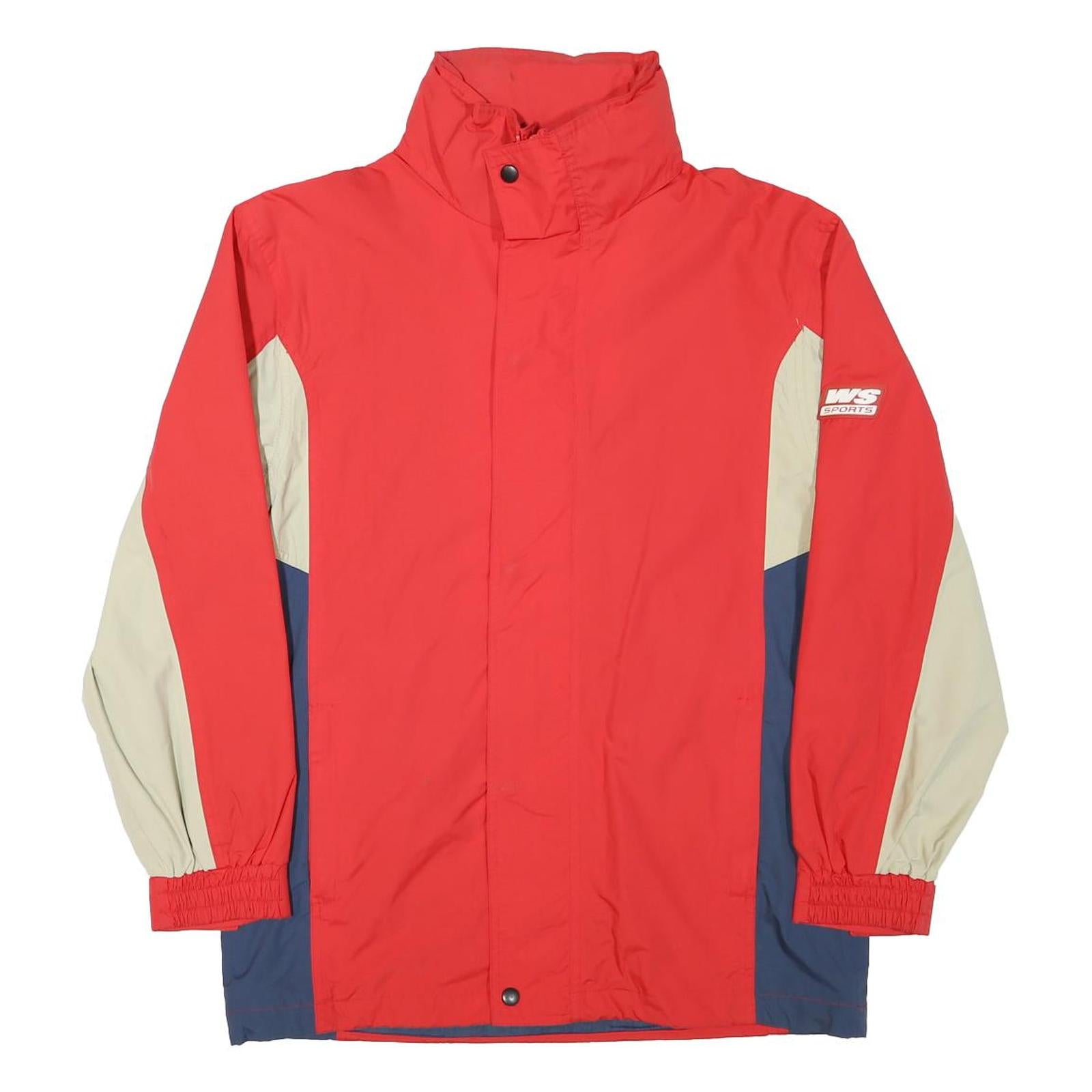 WS PSORT Mens Red & Cream Navy Colourblock Jacket S Polyester Blend Zip