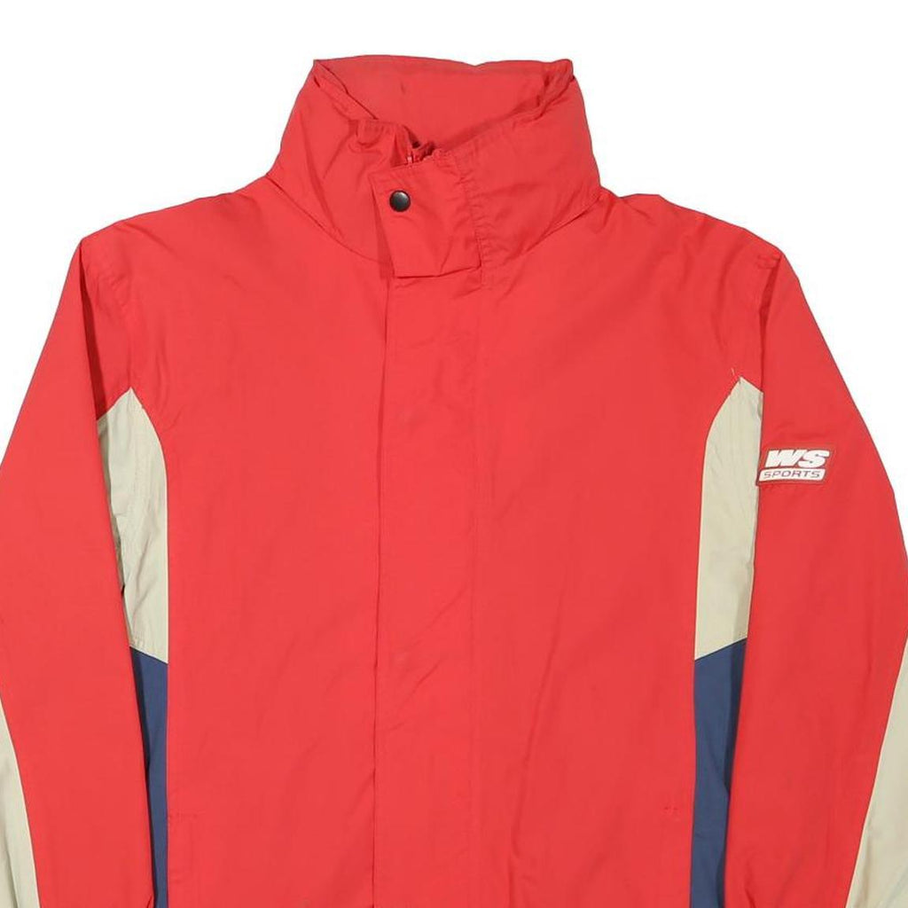 WS PSORT Mens Red & Cream Navy Colourblock Jacket S Polyester Blend Zip