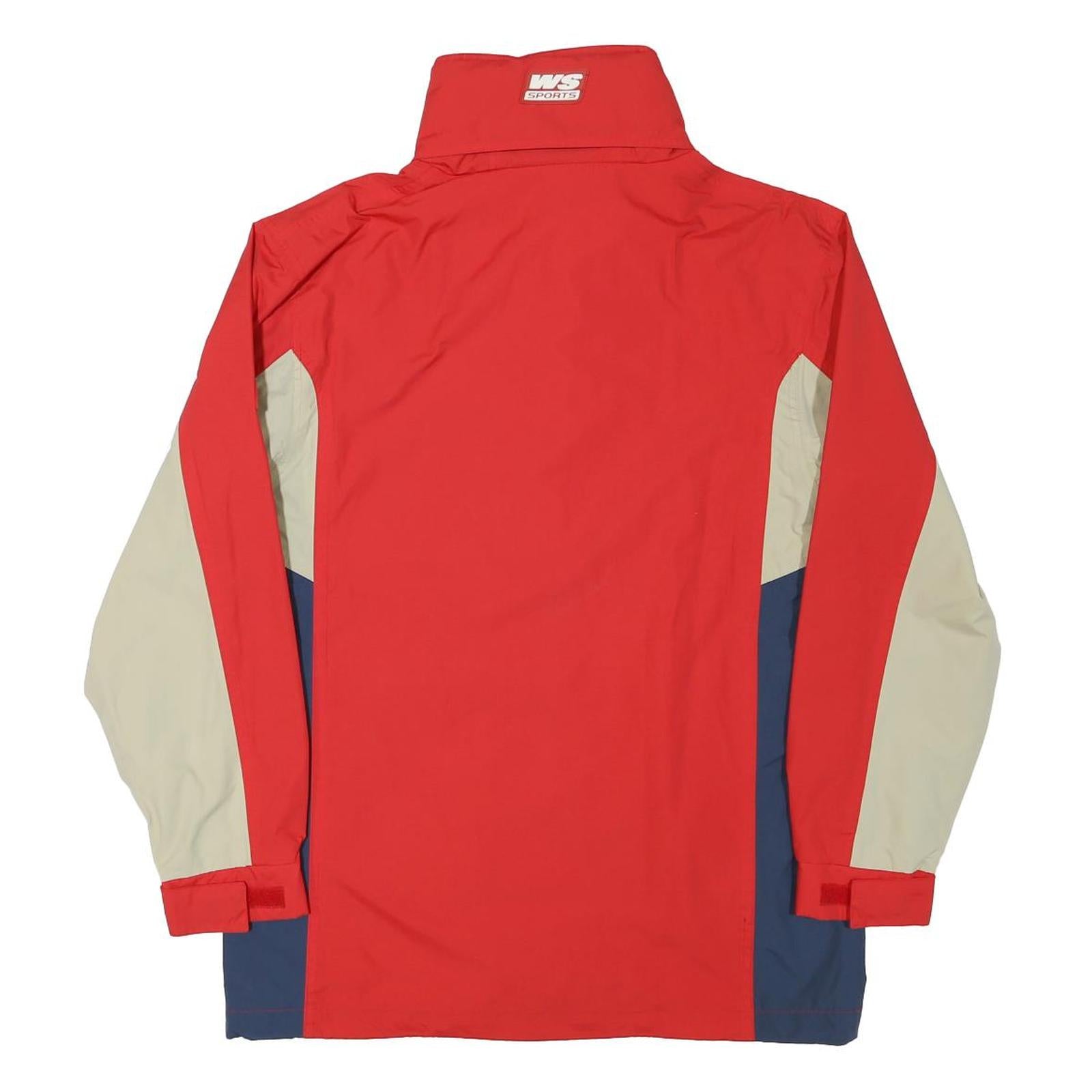 WS PSORT Mens Red & Cream Navy Colourblock Jacket S Polyester Blend Zip