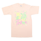 HANES Womens Cream S Graphic T-Shirt Short Sleeve Round Neck Hawaiian Print