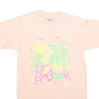 HANES Womens Cream S Graphic T-Shirt Short Sleeve Round Neck Hawaiian Print