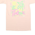 HANES Womens Cream S Graphic T-Shirt Short Sleeve Round Neck Hawaiian Print