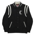 CROOKS & CASTLE Mens Black & White Letterman Wool Blend Jacket XL Button Plain